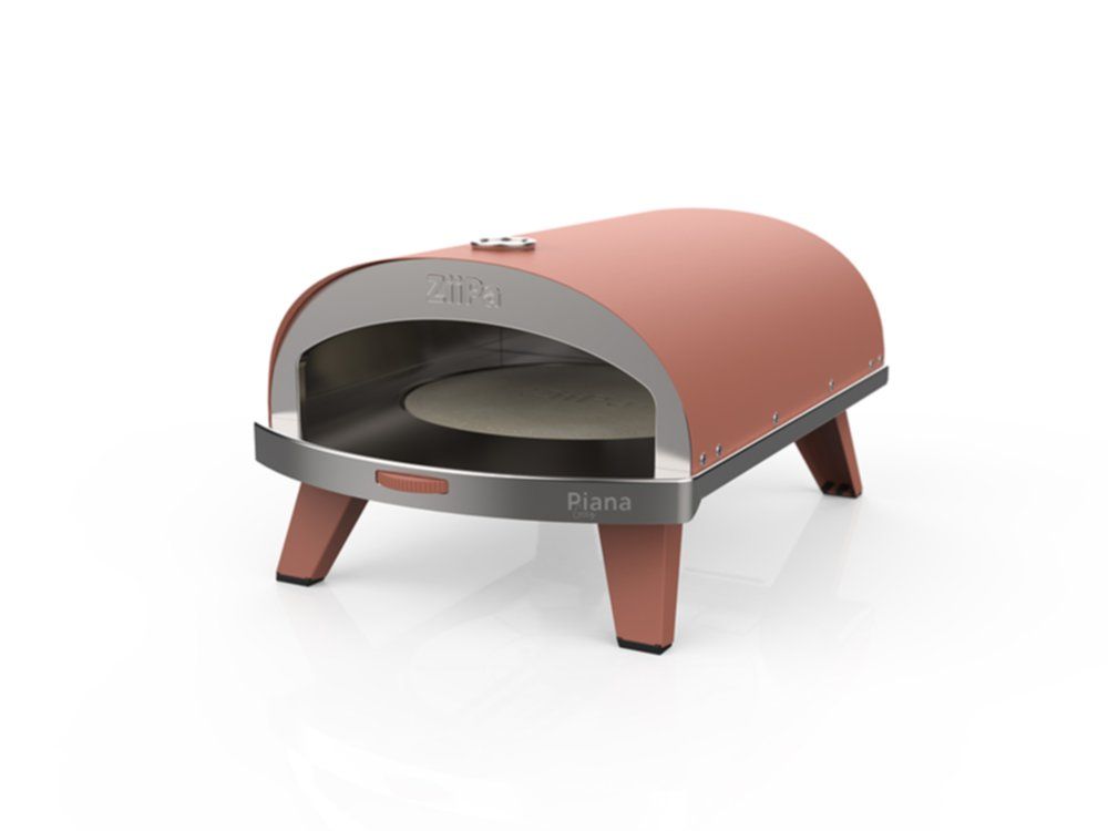 ZiiPa Four à Pizza Piana - Modèle Gaz - avec Thermomètre - Terre Cuite - pour pizzas ø 30 cm - Pierre à pizza rotative