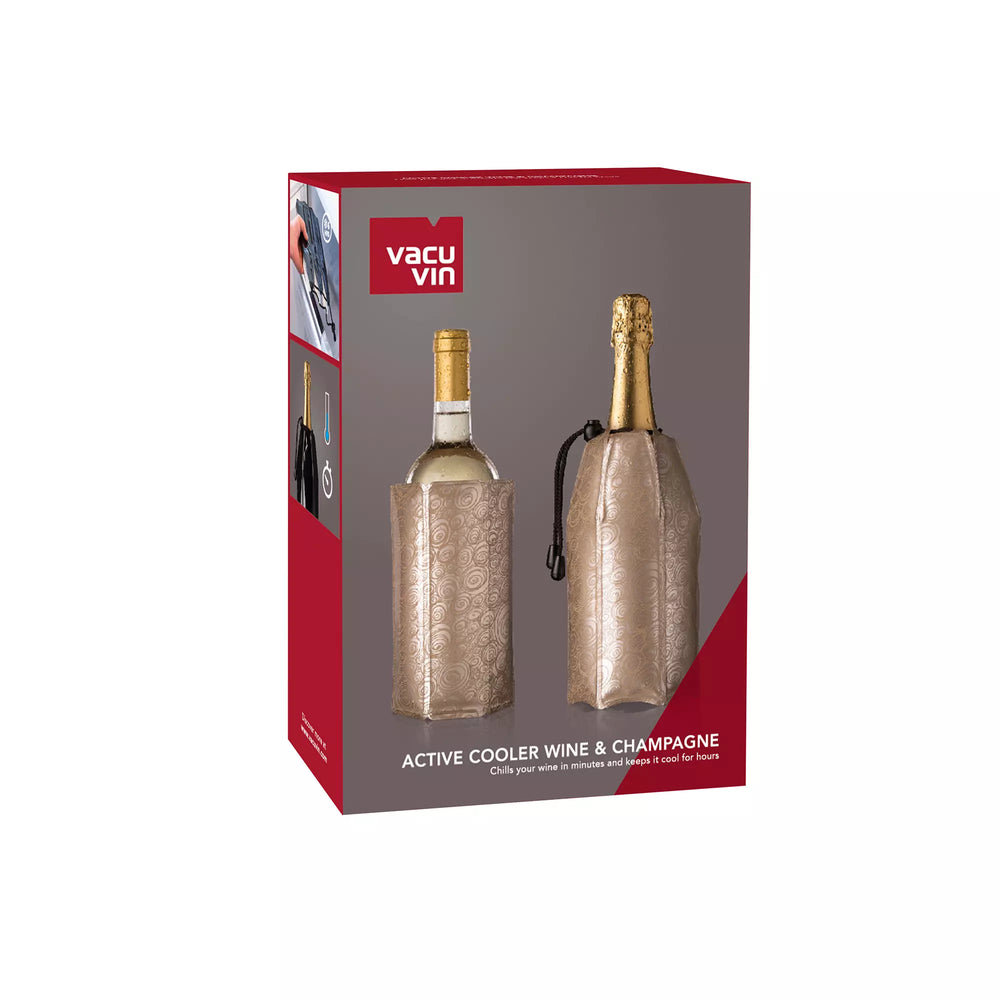 Refroidisseur de vin et de champagne Vacu Vin Active Coolers - Manchon - Platinum - 2 pièces