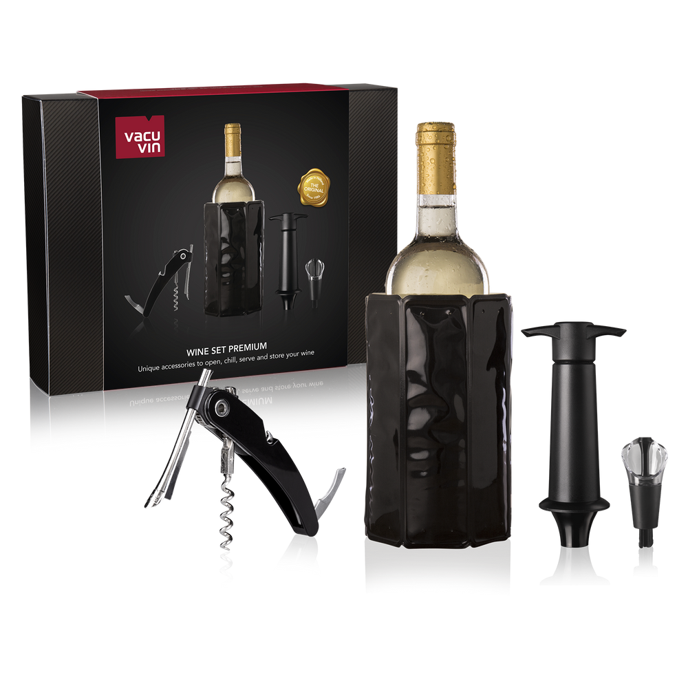 Vacu Vin Wijnset Premium - Zwart - 4 delige set