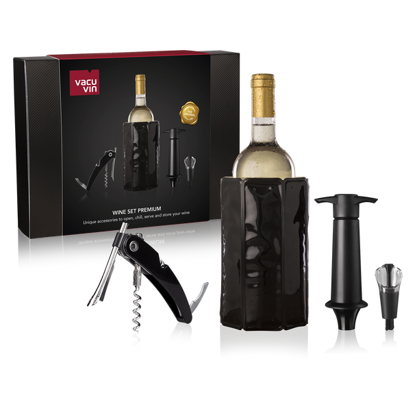 Vacu Vin Wijnset Premium - Zwart - 4 delige set