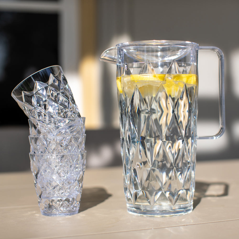 Carafe / Carafe Koziol - Super Verre Incassable - Cristal 1,6 litre avec 4 Verres à Eau - 250 ml