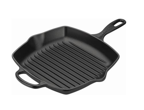 Le Creuset Poêle Grill Signature - Noir Mat - 26 x 26 cm - revêtement antiadhésif émaillé