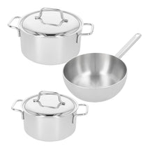 Set de casseroles Demeyere 3 pièces (Casserole ø 18 / 20 cm et Casserole ø 20 cm) + Couvercles Apollo 7 - Inox