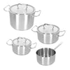 Demeyere - 4 delige Pannenset (Kookpan ø 18 / 20 / 24 cm + Steelpan ø 18 cm) + Deksels Classic 3 - RVS