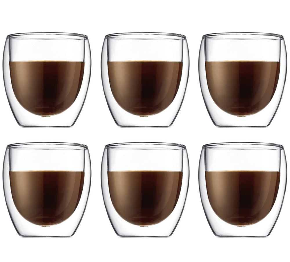 Bodum Dubbelwandige koffie- / theeglazen Pavina - gepatenteerd ventiel - 250 ml - 6 stuks