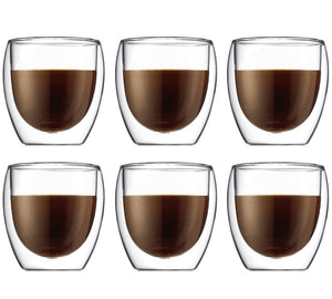 Bodum Dubbelwandige koffie- / theeglazen Pavina - gepatenteerd ventiel - 250 ml - 6 stuks