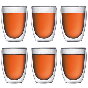 Bodum Dubbelwandige koffie- / theeglazen Pavina - gepatenteerd ventiel - 350 ml - 6 stuks