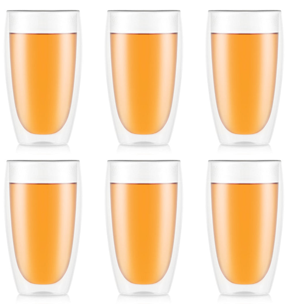 Bodum Dubbelwandige latte macchiato glazen Pavina - gepatenteerd ventiel - 450 ml - 6 stuks