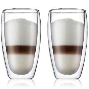 Bodum Dubbelwandige latte macchiato glazen Pavina - gepatenteerd ventiel - 450 ml - 2 stuks