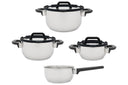 Cookinglife Pannenset Stay Cool - RVS - Kookpan Ø 16, 20, 24 cm & Steelpan Ø 16 cm + Deksels - 7 delig