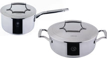 Batterie de cuisine Saveur Selects Série Voyage (Casserole ø 25 cm + Casserole ø 20 cm) - Inox TriPly - Induction et tous autres feux