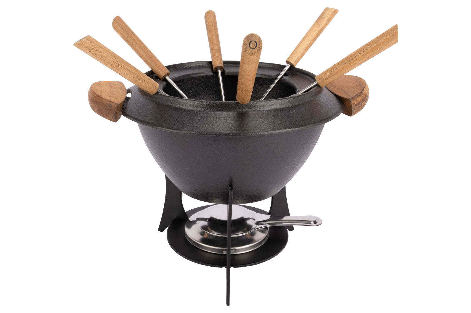 STAUB Fondueset van gietijzer, met 6 fonduevorken, voor Savoyarde, Bourgondië en Chocolade, 20 cm, mat zwart STAUB Fondueset van gietijzer, met 6 fonduevorken, voor Savoyarde, Bourgondië en Chocolade, 20 cm, mat zwart