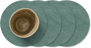 LIND DNA Onderzetters Hippo - Leer - Pastel Green - ø 10 cm - 4 Stuks