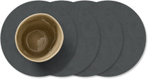 LIND DNA Onderzetters Nupo - Leer - Anthracite - ø 10 cm - 4 Stuks