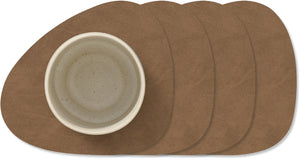 LIND DNA Onderzetters Nupo - Leer - Brown - 13 x 11 cm - 4 Stuks