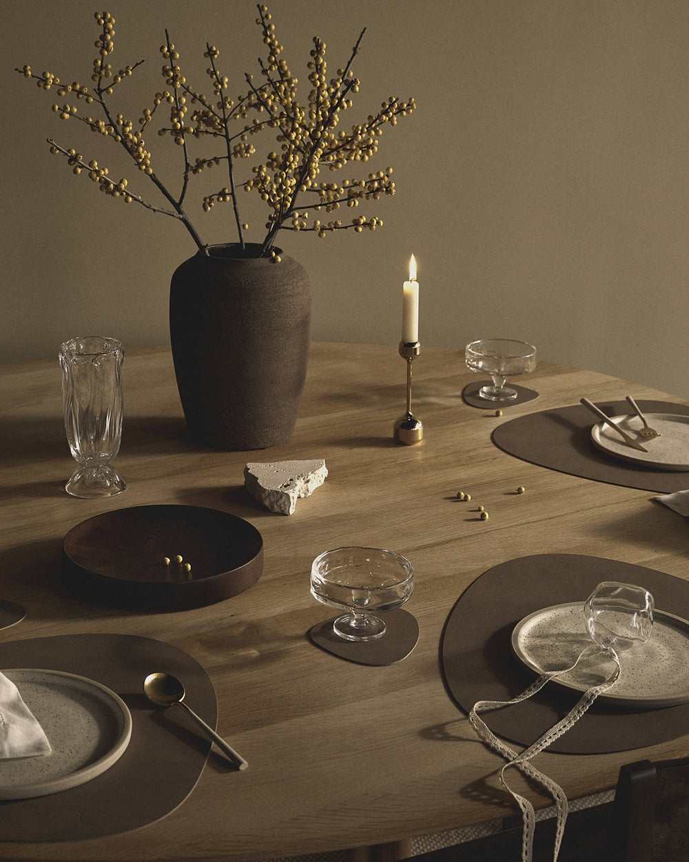 LIND DNA Onderzetters Nupo - Leer - Brown - 13 x 11 cm - 4 Stuks