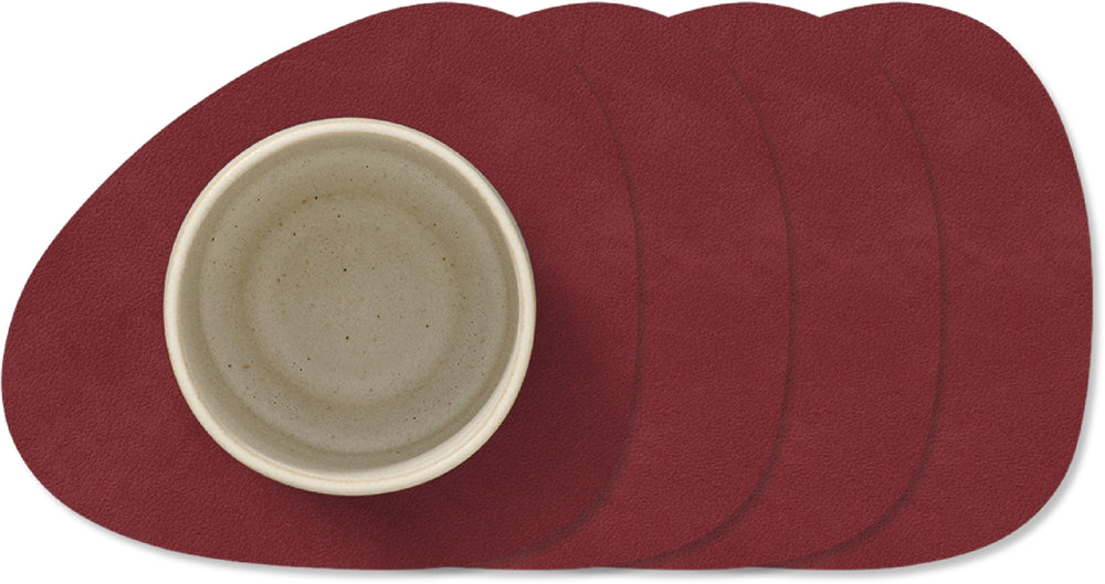 LIND DNA Onderzetters Nupo - Leer - Red - 13 x 11 cm - 4 Stuks