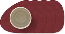 LIND DNA Onderzetters Nupo - Leer - Red - 13 x 11 cm - 4 Stuks