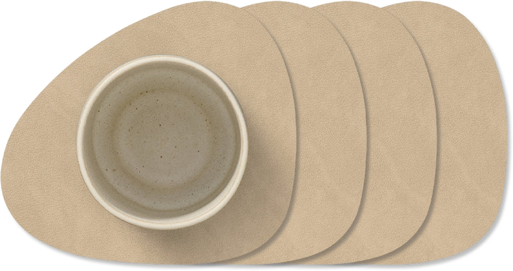 LIND DNA Onderzetters Nupo - Leer - Sand - 13 x 11 cm - 4 Stuks