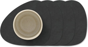 LIND DNA Onderzetters Nupo - Leer - Black - 13 x 11 cm - 4 Stuks