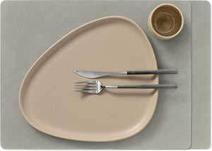 LIND DNA Placemats Nupo - Leer - Lichtgrijs 45 x 35 cm - 2 Stuks