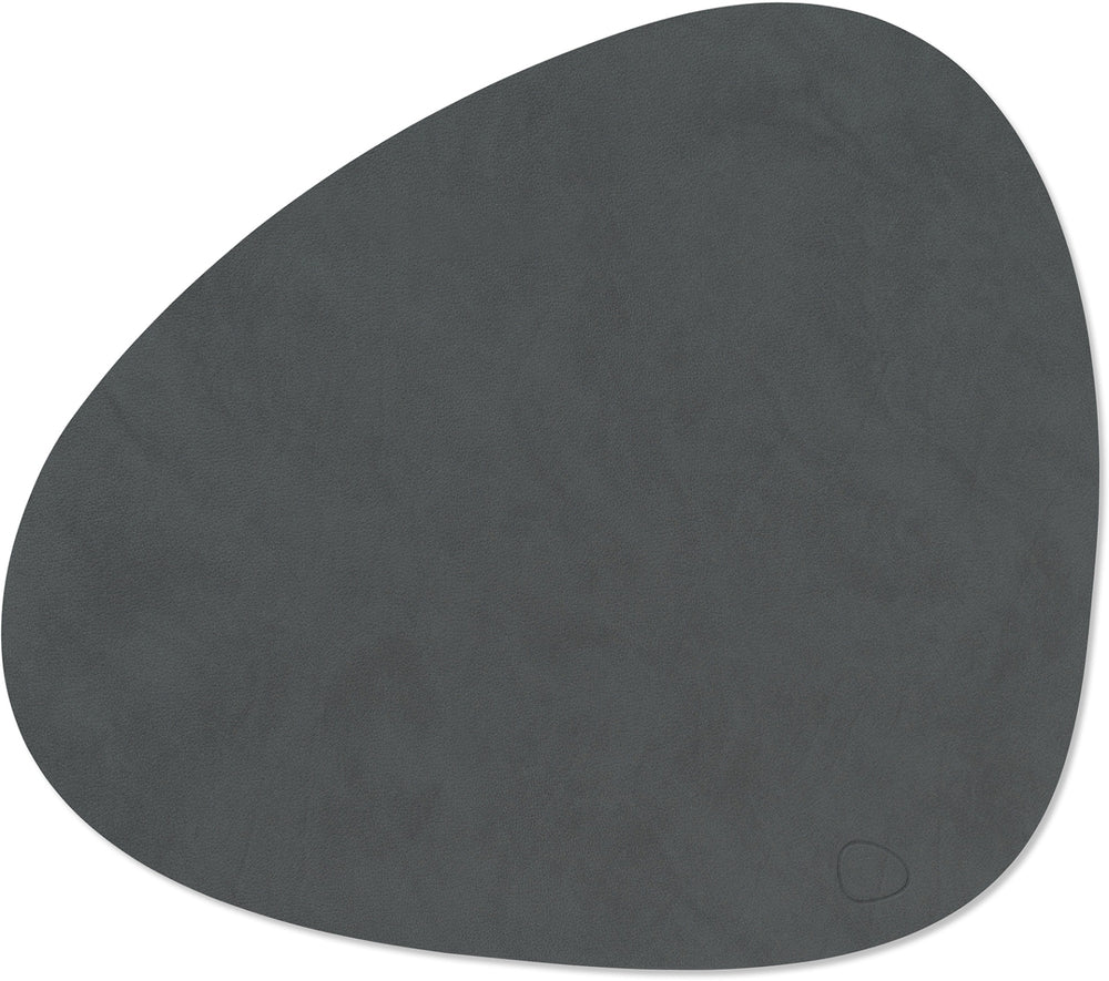 LIND DNA Placemats Nupo - Leer - Anthracite - Curved - 44 x 37 cm - 2 Stuks