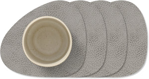 LIND DNA Onderzetters Hippo - Leer - Anthracite Grey - 13 x 11 cm - 4 Stuks