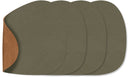 LIND DNA Onderzetters Nupo - Leer - Army Green / Nature - dubbelzijdig - 13 x 11 cm - 4 Stuks