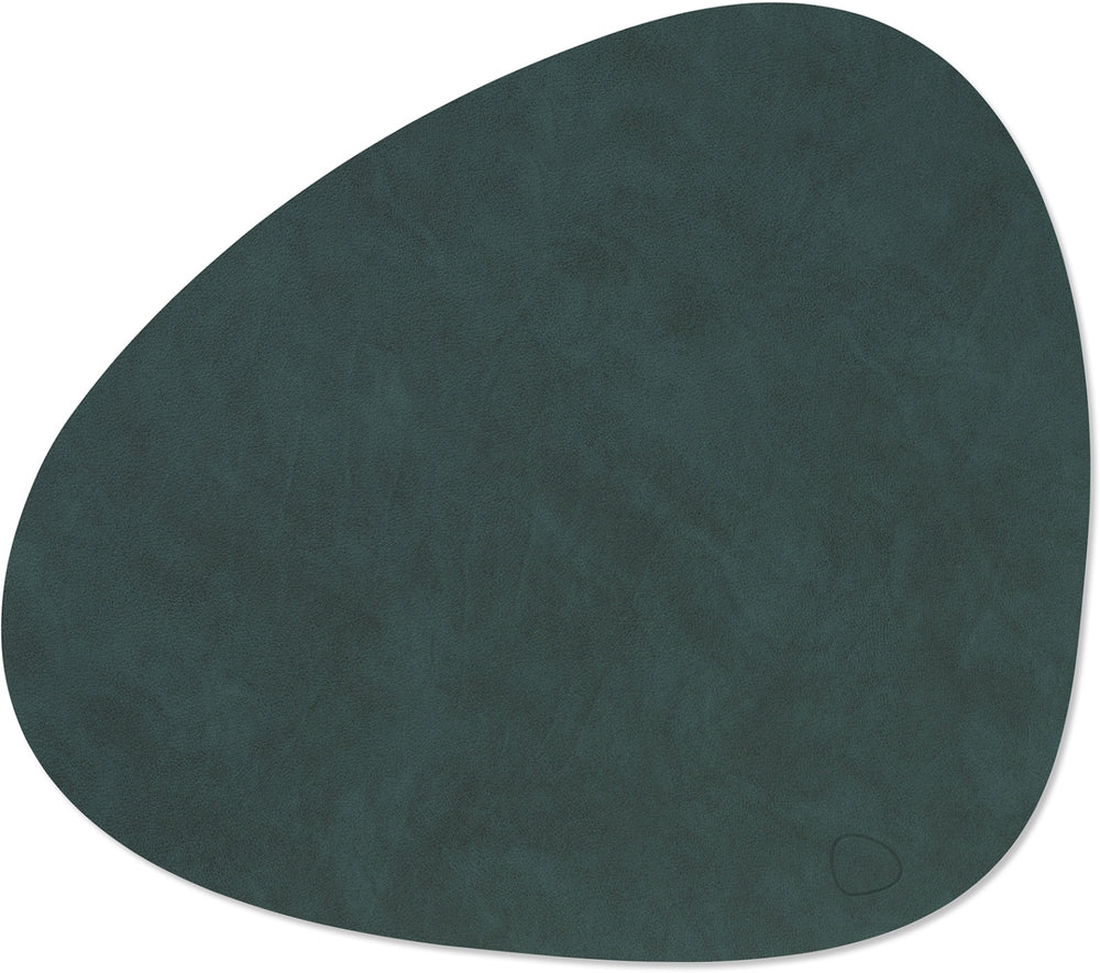 LIND DNA Placemats Nupo - Leer - Dark Green - Curved - 44 x 37 cm - 2 Stuks