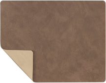 LIND DNA Placemats Nupo - Leer - Brown / Sand - dubbelzijdig - 45 x 35 cm - 2 Stuks