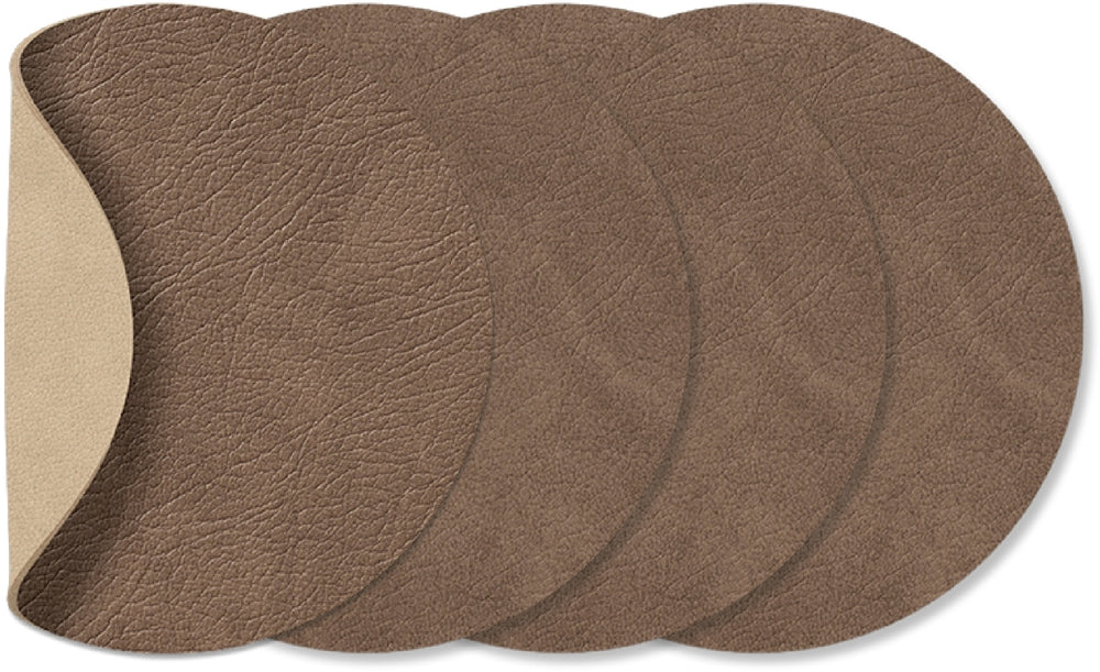 LIND DNA Onderzetters Nupo - Leer - Brown / Sand - dubbelzijdig - 13 x 11 cm - 4 Stuks