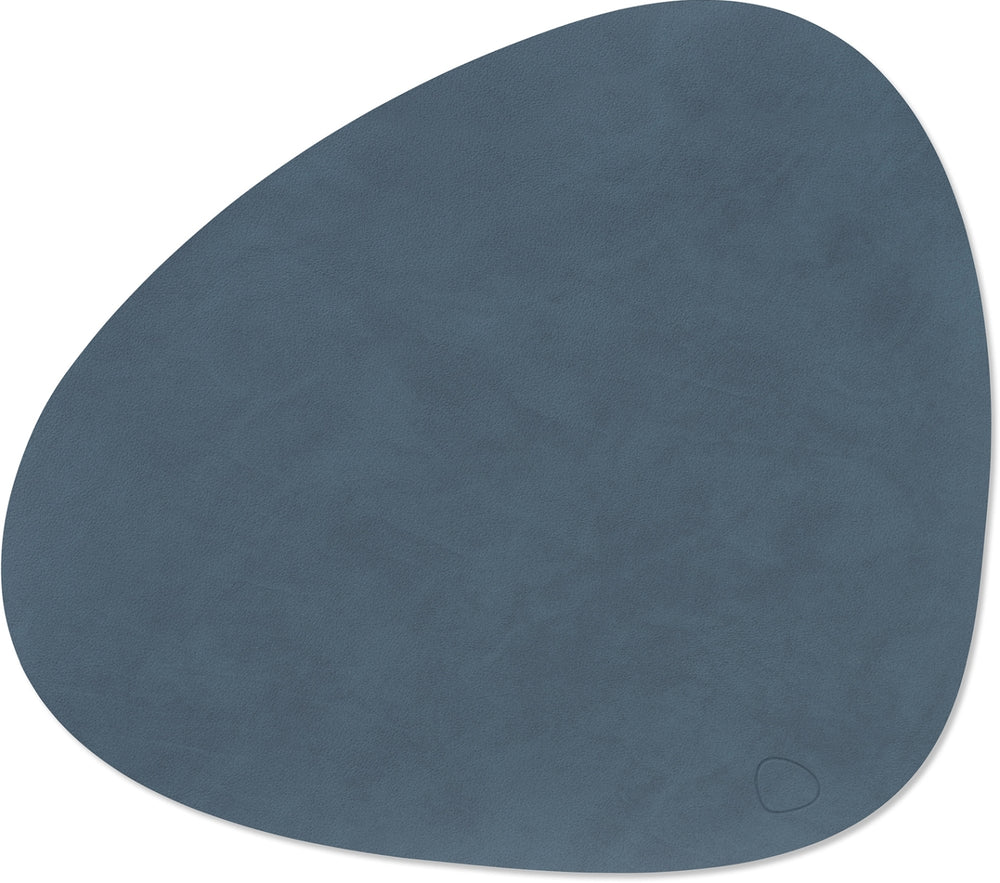 LIND DNA Placemats Nupo - Leer - Dark Blue - Curved - 44 x 37 cm - 2 Stuks
