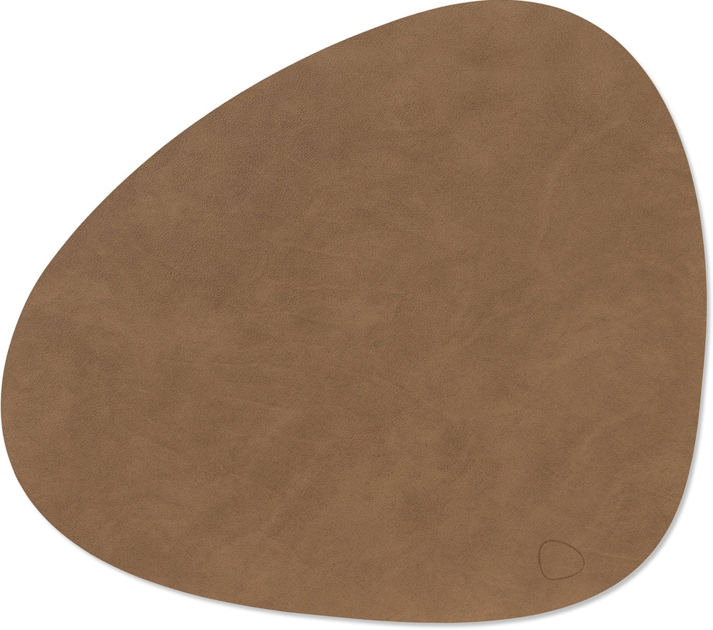 LIND DNA Placemats Nupo - Leer - Brown - Curved - 44 x 37 cm - 2 Stuks