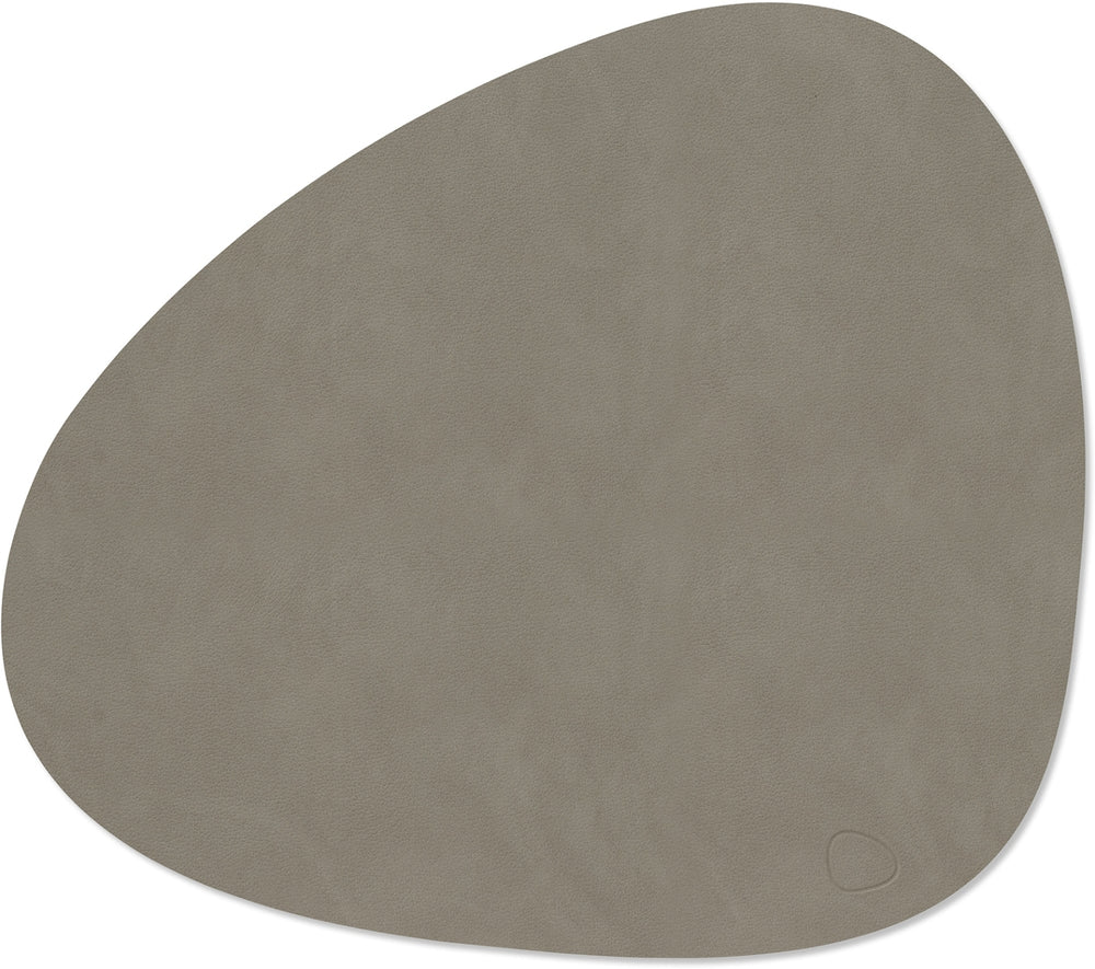 LIND DNA Placemats Nupo - Leer - Flint Grey - Curved - 44 x 37 cm - 2 Stuks