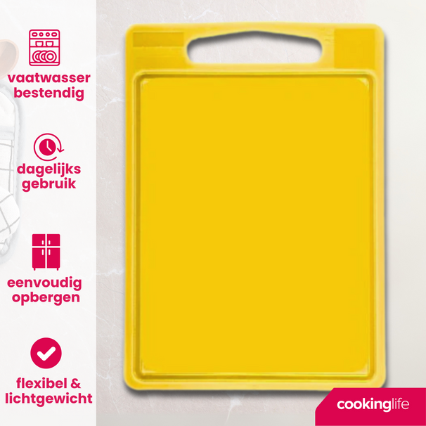 Cookinglife Snijplank met sapgeul 35 x 25 x 0.85 cm - Geel