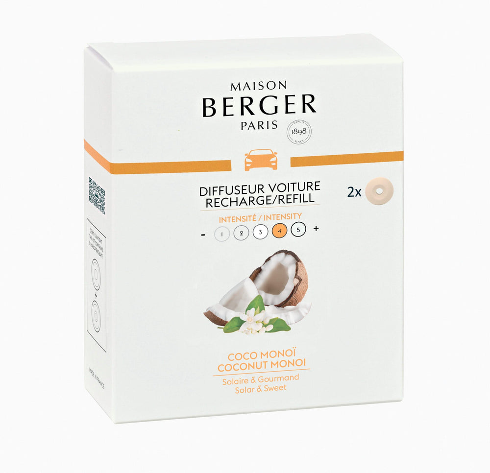 Recharge Maison Berger - pour parfum voiture - Monoï Coco - 2 Pièces