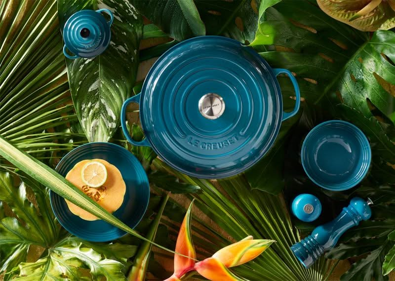 Le Creuset Casserole Signature - Campagnard - Bleu Sarcelle - ø 30 cm / 3,5 litres