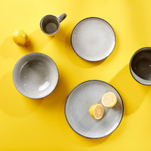 ONA Diepe Borden / Pastaborden Freckles Grijs ø 19.5 cm - 4 Stuks