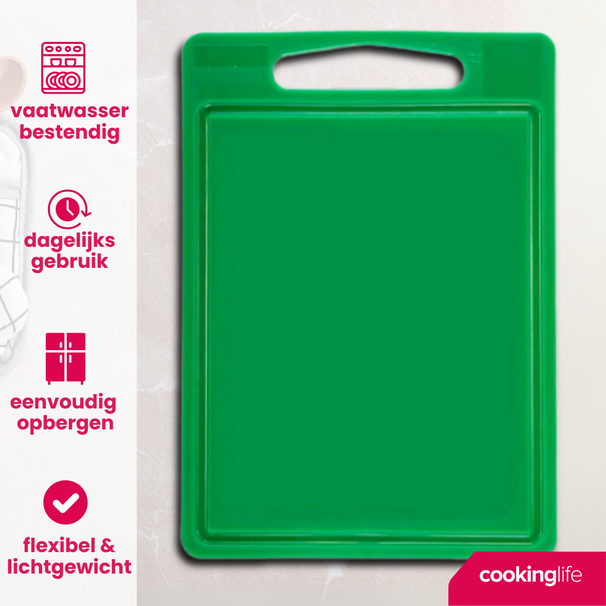 Cookinglife Snijplank met sapgeul 35 x 25 x 0.85 cm - Groen