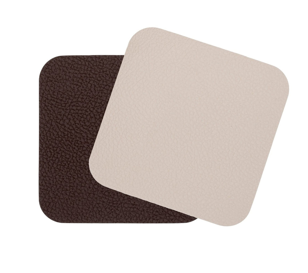 Jay Hill Coasters - Cuir végétalien - Marron / Sable - double face - 10 x 10 cm - 6 pièces