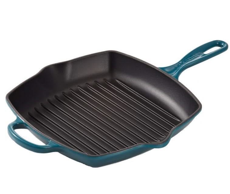 Le Creuset Grill Pan Signature - Deap Teal - 26 x 26 cm - revêtement antiadhésif émaillé