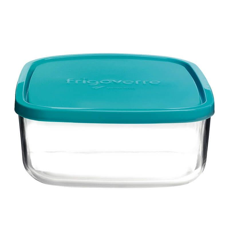 Bormioli Rocco Récipient pour Aliments Frais Frigoverre - Verre - Bleu 22 x 22 x 8 cm / 3,3 litres