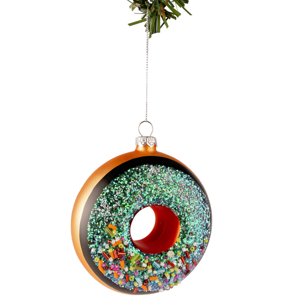 Nordic Light Kerstbal Donut Bruin/Blauw 10 cm