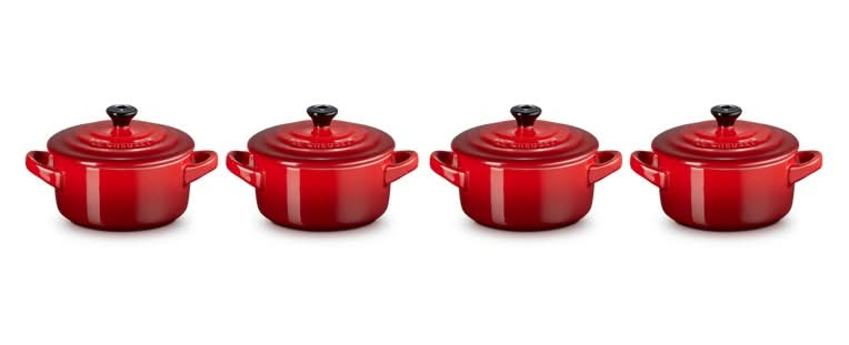 Le Creuset Serveerpan / Mini Braadpan Signature - Kersenrood - ø 10 cm / 250 ml - 4 stuks