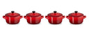 Le Creuset Serveerpan / Mini Braadpan Signature - Kersenrood - ø 10 cm / 250 ml - 4 stuks