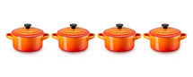 Le Creuset Poêle de Service / Mini Cocotte Signature - Orange Rouge - ø 10 cm / 250 ml - 4 pièces