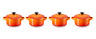 Le Creuset Poêle de Service / Mini Cocotte Signature - Orange Rouge - ø 10 cm / 250 ml - 4 pièces