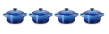 Le Creuset Serveerpan / Mini Braadpan Signature - Azure - ø 10 cm / 250 ml - 4 stuks