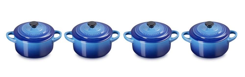 Le Creuset Serveerpan / Mini Braadpan Signature - Azure - ø 10 cm / 250 ml - 4 stuks