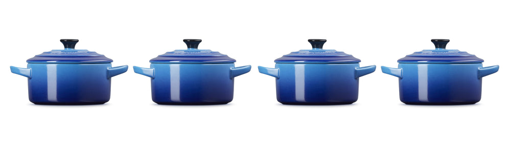 Le Creuset Serveerpan / Mini Braadpan Signature - Azure - ø 10 cm / 250 ml - 4 stuks